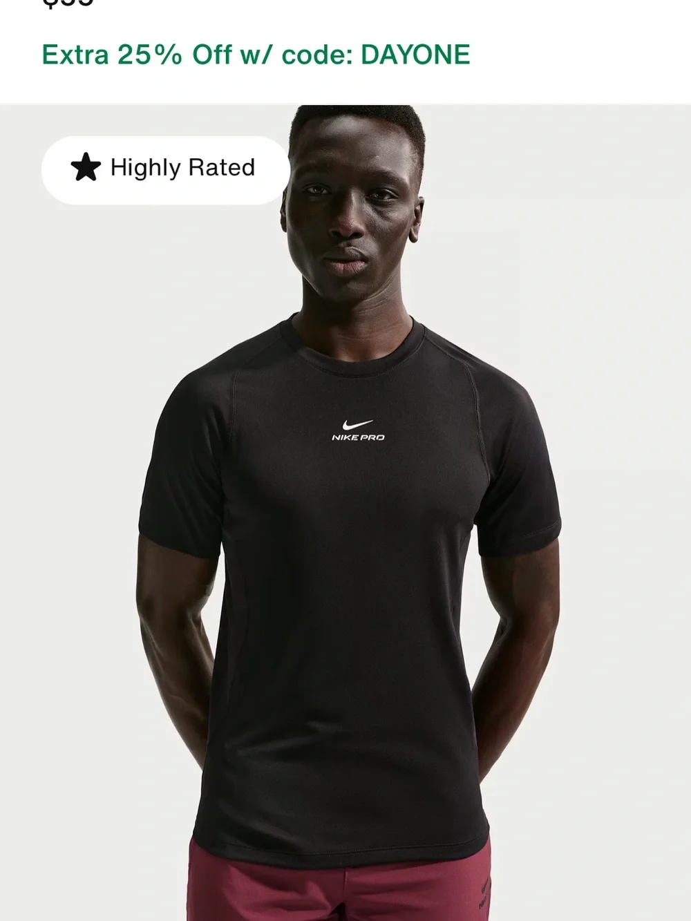 Nike Black Short-Sleeve Performance Tee with White Logo